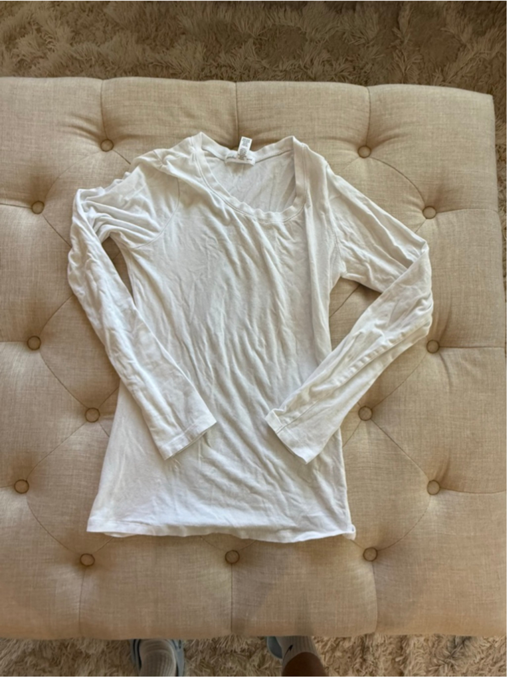 Women's Ambiance Apparel White Long Sleeve Tee S
